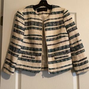 Zara White & Blue Stripe Blazer